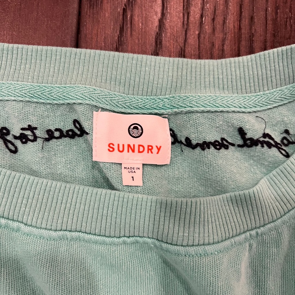 Sundry mint green Sweatshirt with Crew Neck and Elastic Waistband - Picture 2 of 5